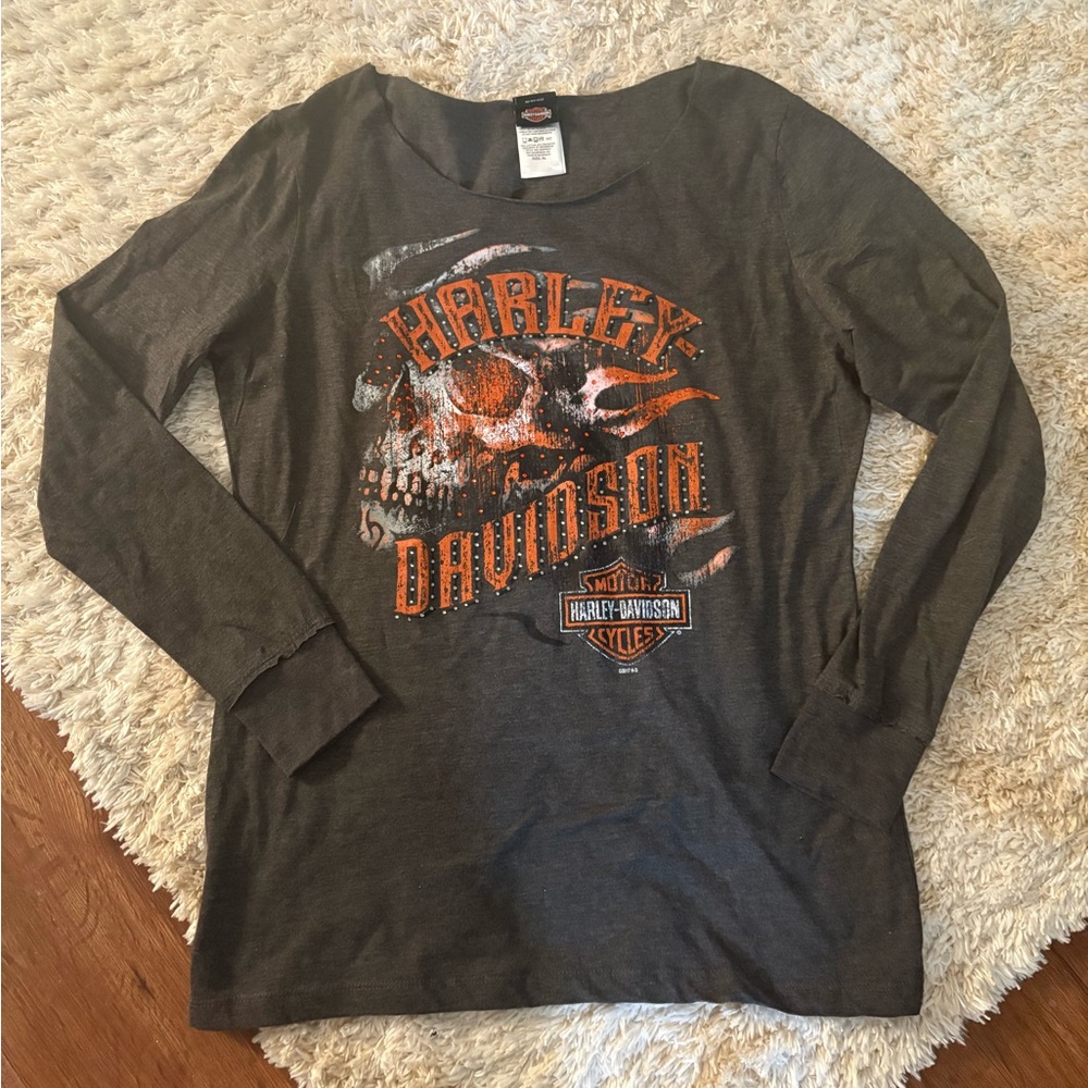 Vintage Harley Davidson long sleeve shirt with rhinestones